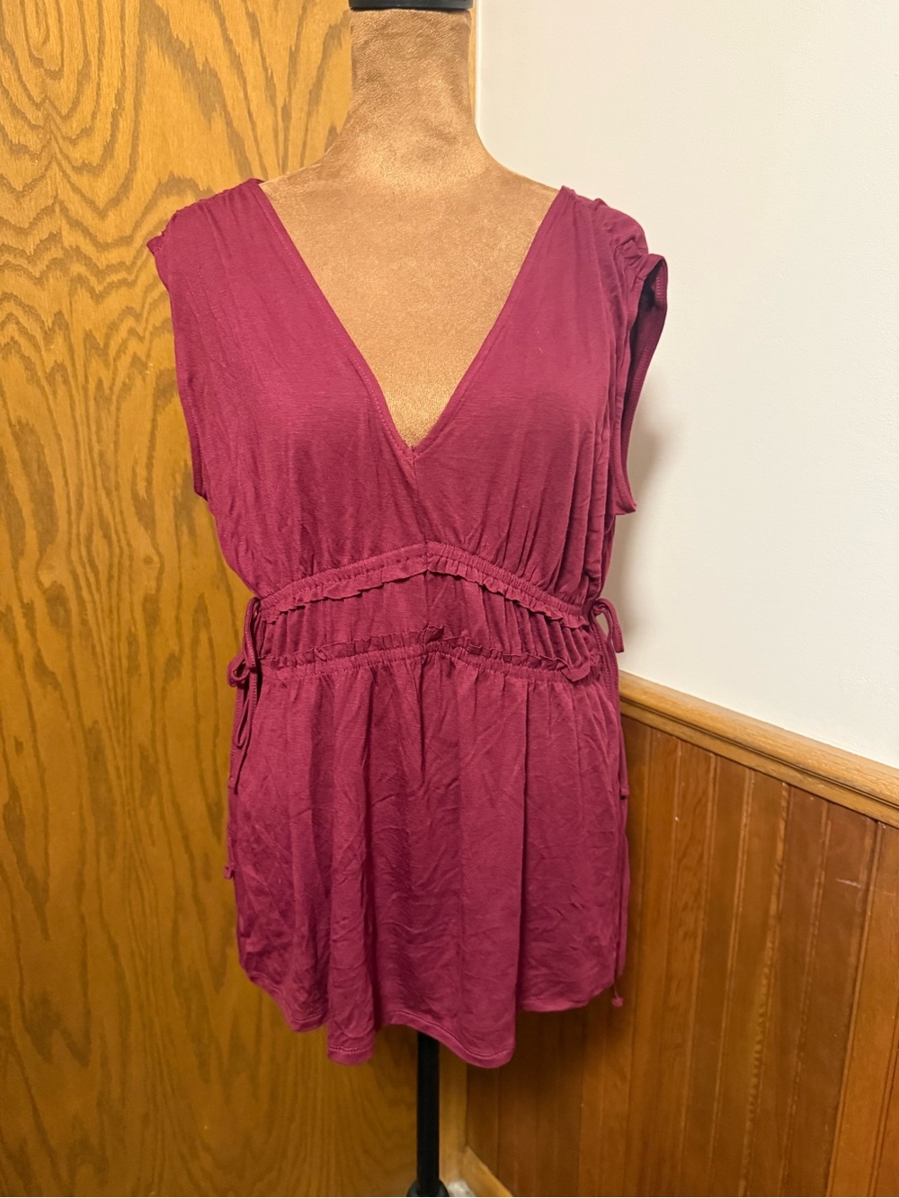Maurices Burgundy Sleeveless V-Neck Tunic Top